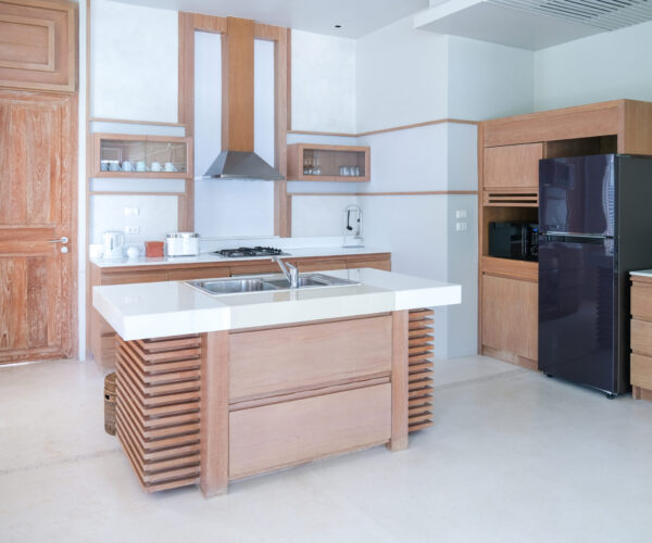 Modern wooden kitchen, Modern kitchen with an open design.